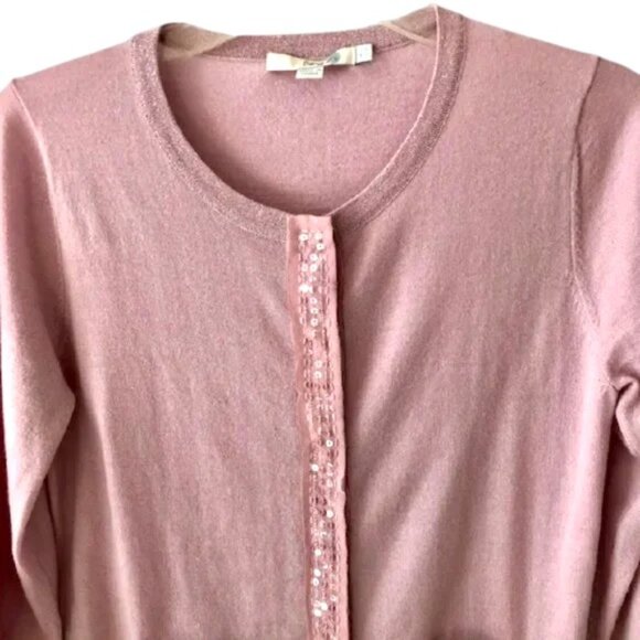 Boden Sequined Lightweight Wool Cardigan - Milkshake Pink - 8 - Picture 1 of 11